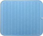 MicoYang Silicone Dish Drying Mat for Multiple Usage,Easy clean,Eco-friendly,Heat-resistant Silicone Mat for Kitchen Counter or Sink,Refrigerator or Drawer Liner Light Blue 2XL 24 inches x 18 inches
