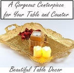 Gold Turkish Coffee Tea Serving Tray Table Home Decor Decorative Handle - Gold Vintage Brass Fancy Rectangle Style Traditional Rustic Bar Outdoor Wedding Arabic Farmhouse Wedding Decor Tray
