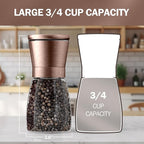 Home EC Original Copper Salt and Pepper Grinder Set of 2 - Adjustable Ceramic Grinder - Glass Salt and Pepper Shakers With Funnel and Ebook - Kitchen Spice Mill - Copper Kitchen Accessories