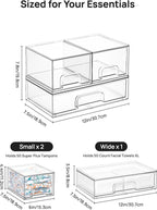 Vtopmart Stackable Storage Drawers Set of 3,Clear Plastic Organizer Bins for Makeup, Cosmetics, Beauty Supplies,Ideal for Vanity, Bathroom,Cabinet,Pantry Organization