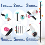 Heavy-Duty Kids Coat Rack - 6 Decorative Hooks, Easy to Assemble Metal Organizer - Tenant Friendly, Space Efficient for Coats, Hats, Bags in Children's Room