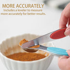 12 PCS Measuring Cups and Spoons Set Stainless Steel, 5 Measuring Cups with Colorful Silicone Handle and 6 Double-Sided Magnetic Measuring Spoons & 1 Leveler for Cooking and Baking (5+6+1)