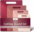 COOK WITH COLOR Non-Slip Cutting Board Set – Kitchen Essentials with Easy Grip Handle for Meat, Veggies, and Fruits, 4 Cutting Boards, Rose