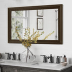 CULER Rustic Wood Wall Mirror for Bathroom,Rectangle 24 x 36 inch Hanging Black Mirrors with Wooden Frame for Living Room,Bedroom,Entryway(Dark Walnut)