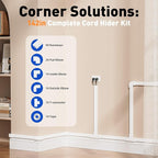 Delamu Cord Hider, 142in Cable Hider, Cord Covers for 3-4 Wires on Wall, Wire Covers for Cords, Wire Hiders for TV on Wall, Easier Setup Cable Cover Cable Management, W1.18 H0.63in, White