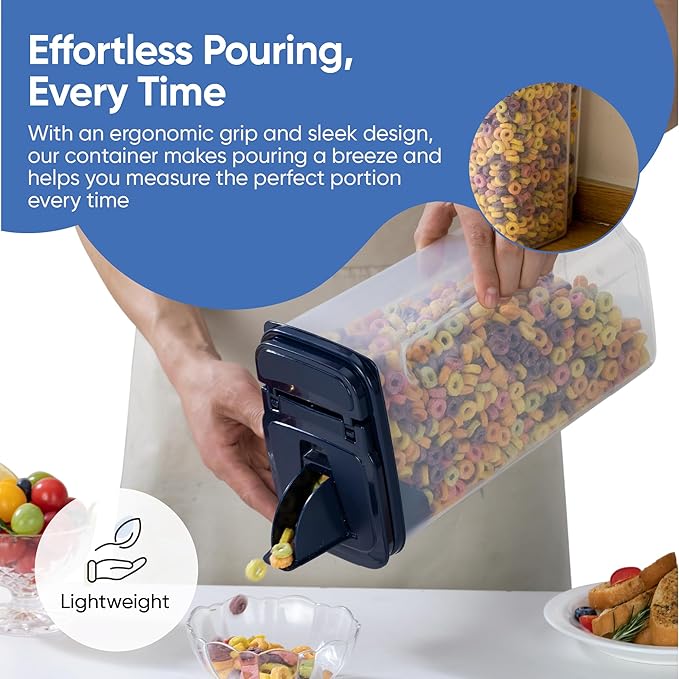 Chef's Path Airtight Food Storage Containers - Pack of 4 (4L/135.3oz) - MULTISPOUT Design for Kitchen & Pantry - BPA-Free Cereal Containers with Bigger Spout Mouth for Easy Pouring