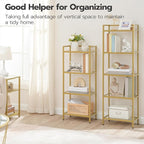HOOBRO 5-Tier Gold Shelf, Narrow Book Shelf, Display Cabinet