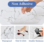 Drawer and Shelf Liner for Kitchen Cabinet: 23.6 in X 20 Ft Non Slip Waterproof Shelf Paper Non Adhesive Refrigerator Liners Silver Marble Easy Liners for Bathroom with Knife Tape Measure