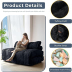 MAXYOYO Folding Sofa Bed, Convertible Chair with Pillow Foldable Couch with Back Support, Portable Fold Out Chair Bed Comfy Floor Sofa Lounge for Living Room Bedroom, Black Double