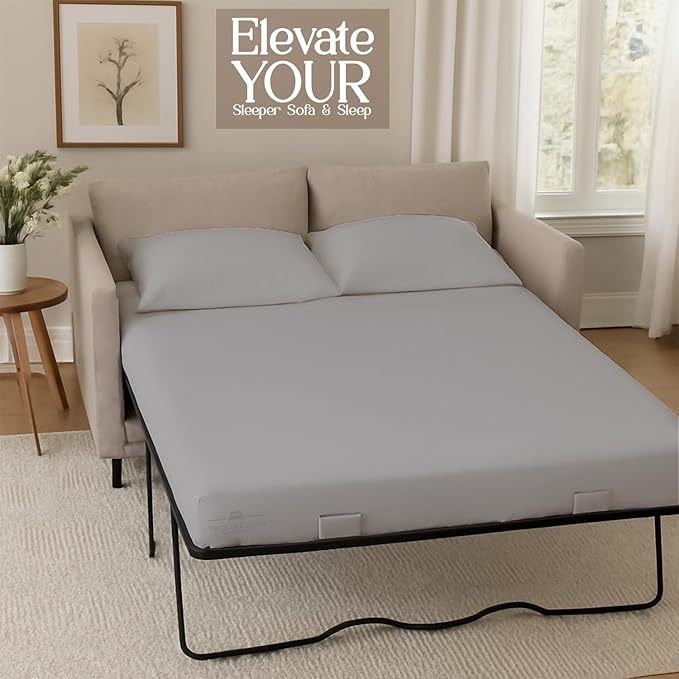 Sleeper Sofa 4 Piece Bed Sheet Set Premium Quality 100% Cotton 500 Thread Count, Smooth & Super Soft Sateen Weave, Extra Soft Bed Sheets, Wrinkle Free, 4 Inch Deep Pocket (Twin, Silver)