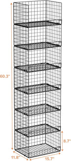 Yociyoga 7-Tier Stackable Closet Organizers and Storage Shelves, Foldable Closet Shelf Organizer System, Stackable Storage Bins Drawers for Closet Organizer System, Black（Patent No. 30022416）