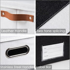 PRANDOM Storage Bins with Lids [3-Pack] Linen Fabric Foldable Storage Boxes Organizer Containers Baskets Cube with Cover for Bedroom Closet Office Black & White（11.4X8.6X6.7
