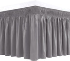 Biscaynebay Wrap Around Bed Skirts for Twin & Twin XL Beds 15" Drop, Silver Grey Adjustable Elastic Dust Ruffles Easy Fit Wrinkle & Fade Resistant Silky Luxurious Fabric Machine Washable