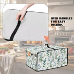 Countertop Convection Oven Cover Decorative and Protective Air Fryer Toaster Oven Dust Cover for Home Kitchen Indoor Decor, L, Eucalyptus Leaf Green White