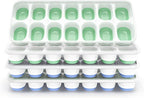 ChefAide Ice Cube Tray with Lid, 4 Packs 56 Cubes Durable Stackable Ice Cube Trays for Freezer with Removable Lids, Easy-Release Plastic & Silicone Ice Tray for Cocktail, Coffee