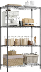 IZEUK 4-Tier Heavy Duty Steel Storage Shelves, Metal Shelf Wire Shelving Rack for Pantry, Kitchen, Garage, or Office Organization (29.5" W x 13.7" D x 47.2" H, 1000LBS, Black)