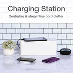 Oxford Cable Management Boxes, 3 Pack, Small, Medium, Large, 15 Cable Ties (Hook & Loop, Silicone,Twist Ties), Power Strip Organizer, White (27800)
