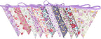 10M/32Ft Triangle Bunting Banner, 36 Pcs Cotton Fabric Flags Pennant Garlands for Birthday Party, Wedding, Baby Shower, Outdoor and Home Decorations (Purple)