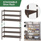 kiplant Bamboo Shoe Rack for Entryway, 3-Tier Stackable | Foldable | Natural, Shoe Organizer for Hallway Closet, Free Standing Shoe Racks for Indoor Outdoor