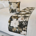 The HomeCentric King/Queen/Twin Gray & Brown Designer Full 68"x18" Bed Runner with 2 Pillow Cover, Rose, Floral & Bead Embroidery Bed Scarf on Cotton Fabric - Rada