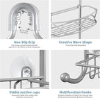 GAOKASE Shower Caddy Hanging 3 Tier with Two Movable Baskets, Grey Shower Caddy with Hooks for Towels, Sponge and More