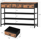 usikey 4 Tier Shoe Rack with 3 Drawers & 3 Oxford Fabric Shelves, Holds 15-18 Pairs, Metal Shoe Storage with Wood Top, Shoe Organizer for Entryway, Closet, Apartment, Rustic Brown UNYXJX022F