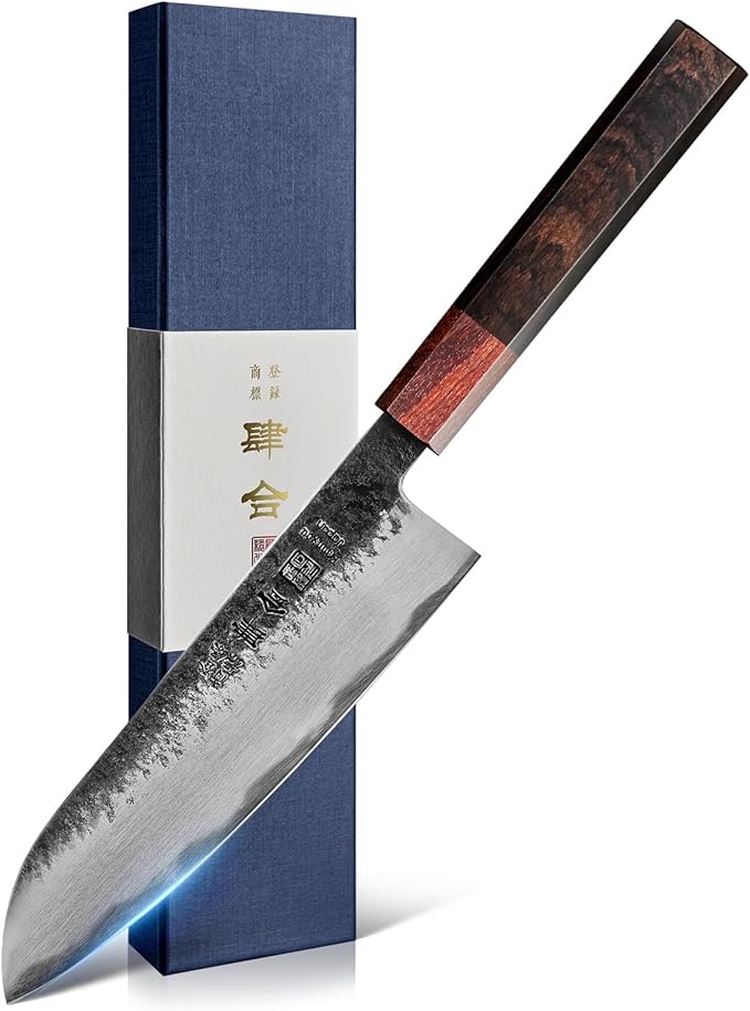 kanngou 7 inch Razor Sharp Santoku Chef Knife, Japan AUS-8 Alloy Steel
