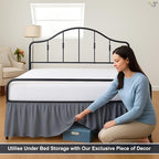 Cottington Lane Ruffled Bed Skirt Twin Size with Split Corner, Brushed Microfiber Hotel Quality Dark Grey Dust Ruffle, 18 Inch Drop Gathered Bedskirt, Soft and Stylish, Shrinkage and Fade Resistant