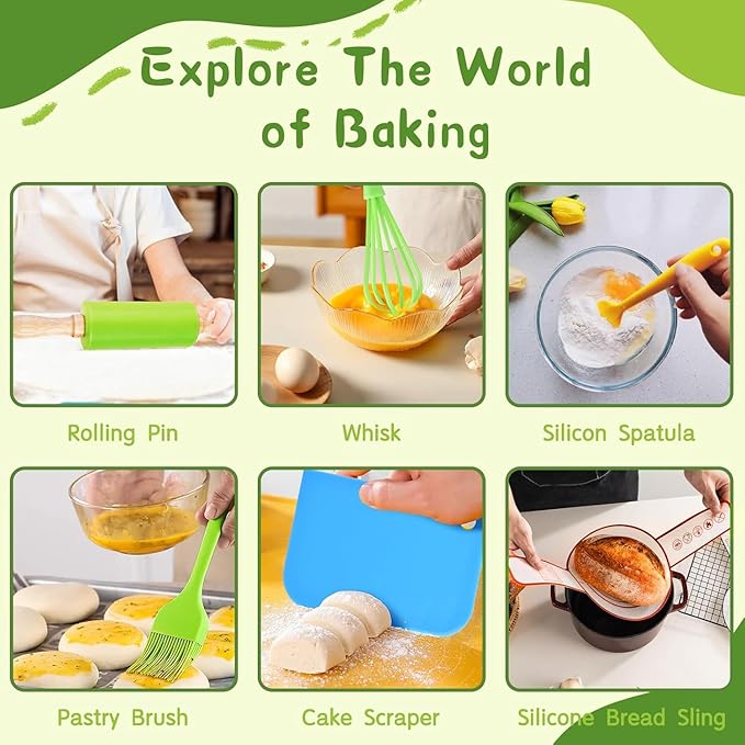 Montessori Kitchen Tools for Toddlers-21PCS Kids Cooking Sets Real-Montessori Cooking Set for Toddlers Kids Chef Set with Children Safe Knives Cutting Set