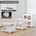 UAMFURI Stackable Storage Bins with Lids, Clear Doors, Large Storage Cabinet Foldable Collapsible Closet Organizers for Bedroom Dorm Office (2, White, 120, Quarts)