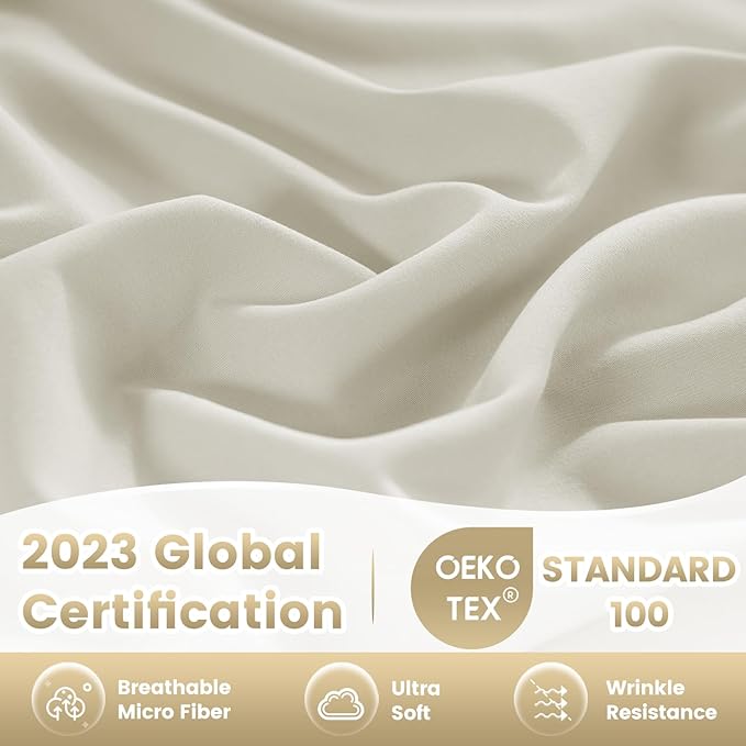 Twin XL Sheets Set - 3 Piece Silky Ultra Soft Breathable Bed Sheet Set, 16" Deep Pocket for Mattress,Hotel Luxury Clearance Twin Size Sheet Sets & Wrinkle Free,Easy Care Cooling Bedding Sheets, Ivory