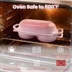 YONILL Mini Double Dutch Oven for Sourdough Bread Baking - Enameled Cast Iron Dutch Oven Pot with Lid and 5" Banneton Bread Proofing Basket Kit, Dual Round Bread Loaf Pan for Homemade Baking (Pink)