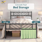 Shreem Linen Ruffled Bed Skirt with Split Corners, Gathered Style, 100% Microfiber, 18-Inch Drop, Dust Ruffle Bedskirt with Platform, Twin-XL, Sage