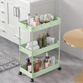 SPACELEAD 3 Tier Rolling Cart with Wheels, Storage Craft Art Trolley Organizer Serving, 3 Hanging Baskets Easy Assembly, for Office, Living Room, Kitchen, Green