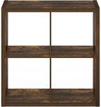 Furinno Cubicle Book Shelf, 4-Cube Bookshelf, Extra Thick Frame Reversible
