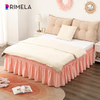 RIMELA Bed Skirt Queen Size 18 Inch Drop, Wrap Around Elastic Bedskirt Solid Microfiber Luxury Hotel Quality Fabric, Easy to Install Machine Washable Wrinkle & Fade Resistant, Coral