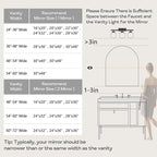 16" x 20" Black Arched Mirror, Arch Bathroom Wall Mirror, Metal Frame Arched Top Bathroom Vanity Mirror for Living Room, Bedroom, Entryway, Tempered Glass, Shatter Proof