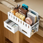 yarlung 2 Pack Bedside Organizer Hanging Caddy, Bunk Bed Shelf Plastic Storage Basket with Hooks for Bed Rail, Tissues, Remote Holder, Dorm, Bathroom, 2 Colors