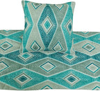 The HomeCentric King/Queen/Twin Blue, Ivory & Grey Decorative Twin 53"x18" Bed Runner with 2 Pillow Cover, Quilted & Printed Bed Scarf on Cotton Fabric - Tallulah