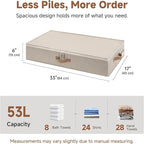 StorageWorks Underbed Storage Containers with Lids, 2-Pack 6" Low Profile Under Bed Organizers for Clothes, Bedding and Sweaters, 53L Large Fabric Storage Bins, Foldable Space Saving, Taupe