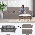 Easy-Going Stretch Oversized Loveseat Slipcover 1-Piece Sofa Cover Furniture Protector Couch Soft with Elastic Bottom for Kids Polyester Spandex Jacquard Fabric Small Checks Taupe