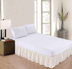 SlumberWell Twin Bed Skirt with Split Corners, Soft Microfiber, 21 Inch Drop, Ivory Solid, Elegant Ruffled Design