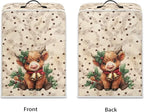 Christmas Coffee Maker Cover, Dustproof Washable Highland Cow Coffee Machine Protector with Handle