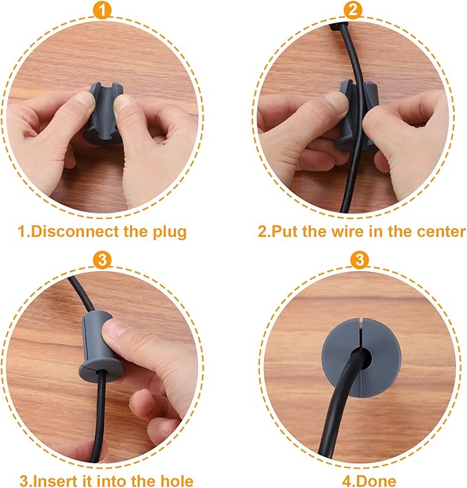 uxcell 2Pcs Wall Grommets for Cables 3/4 Inch Silicone Cable Wall Bushing Feed Through Cable Routing Kit Accessories Wall Cable Pass Through for Ethernet with 7mm Hole, White