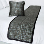 The HomeCentric King/Queen/Twin Blue & Grey Designer King 90"x18" Bed Runner Without Pillow Cover, Animal Mystery Bed Scarf on Silk Fabric - Animal Mystery