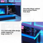 chartustriable 81IN LED TV Stands w/50 inch Fireplace Power Outlet for 90/85/80/75 Inch TVs,High Glossy Modern TV Media Console Gaming with 2 Storage Cabinets,Dual LED Lights,Black