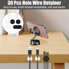190-Piece Cable Management Kit, 100 R-Type Clips 60 Reusable Cable Ties 30 Multi-Slot Wire Holders, Self-Adhesive Cord Organizer for Desk, Under Desk, Nightstand, Gaming Setup, Office & Home