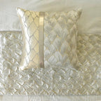 The HomeCentric King/Queen/Twin Ivory & Gold Decorative Queen 74"x18" Bed Runner Without Pillow Cover, Patchwork, Quilted, Jacquard Foil Bed Scarf on Jacquard Fabric - Spinzar