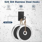 Self Adhesive Hooks Heavy Duty, Large Stainless Steel Towel Hooks, No Drill Sticky Hooks, Long Stick on Shower Wall Hooks for Hanging Hat Coat Key Headphone (Sliver(4Pcs))