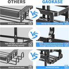 GAOKASE Aluminum Shower Caddy Hanging, Never Rust Shower Organizer- 4 Levels with adjustable Height 10 Hooks for Razor/Sponge - Rack with Soap Basket (Black-1)
